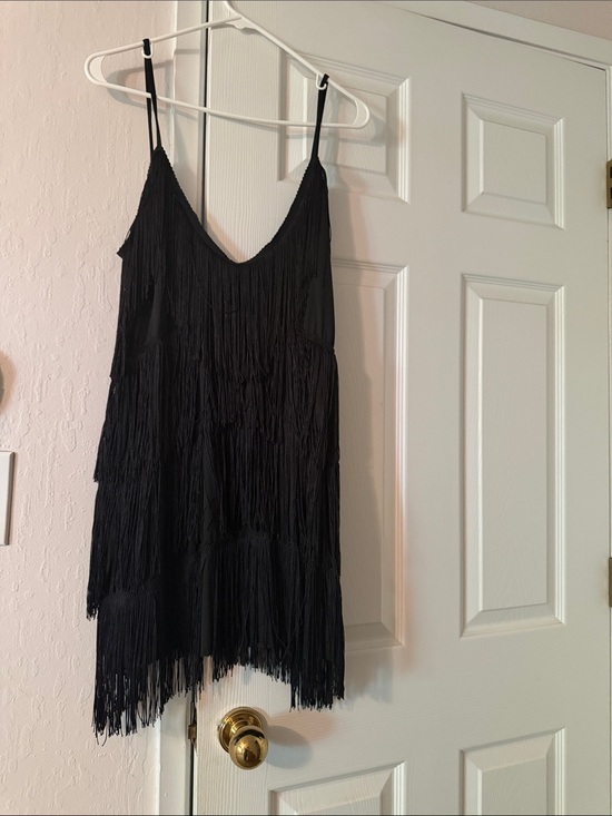 Dresses & Skirts - Black Fringe Slip Dress - Women